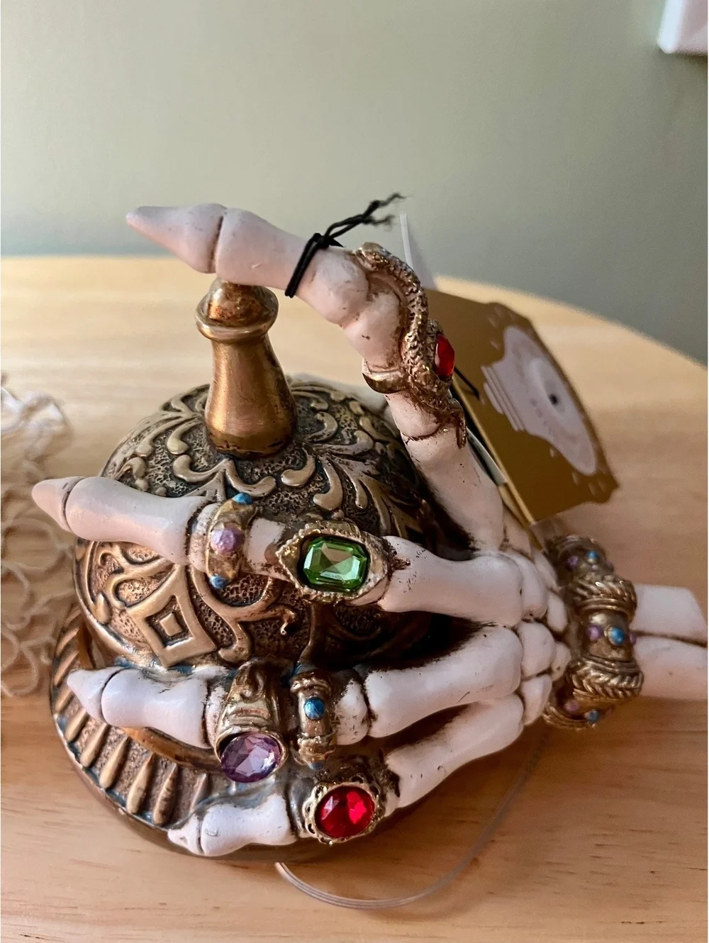 Decorative Witch Bust with Bubblegum and Skeleton Hand Bell